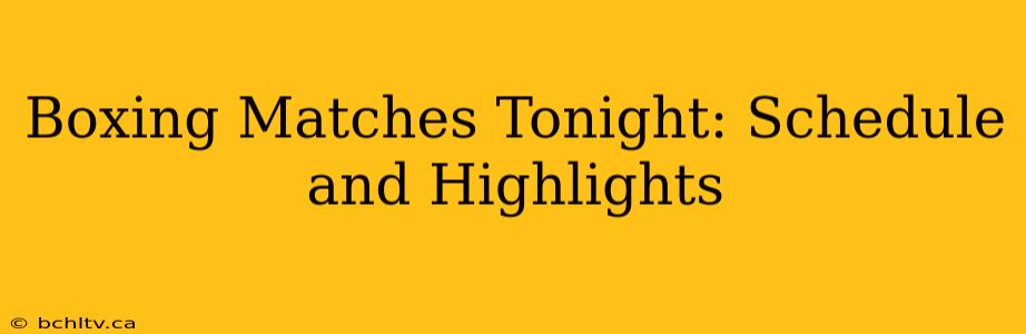 Boxing Matches Tonight: Schedule and Highlights