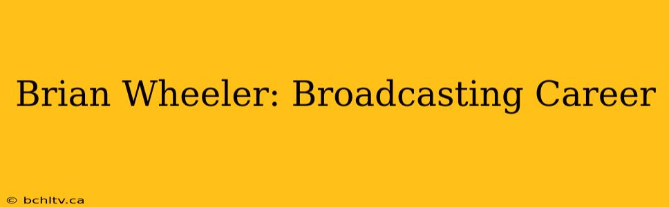 Brian Wheeler: Broadcasting Career
