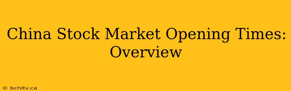 China Stock Market Opening Times: Overview