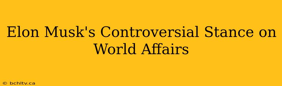 Elon Musk's Controversial Stance on World Affairs
