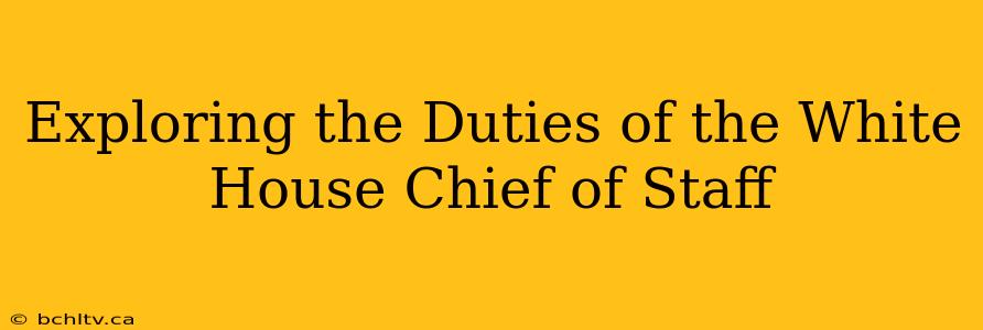 Exploring the Duties of the White House Chief of Staff