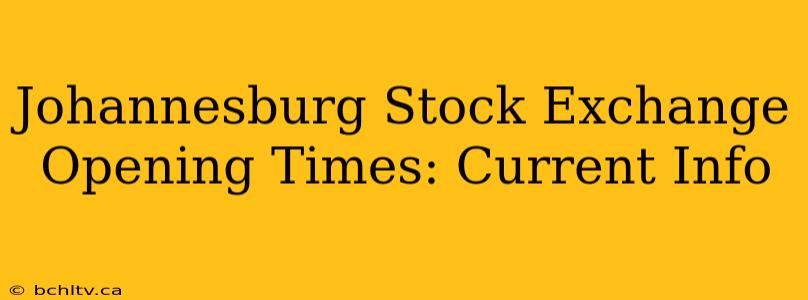 Johannesburg Stock Exchange Opening Times: Current Info