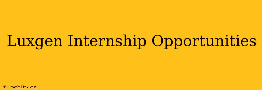 Luxgen Internship Opportunities