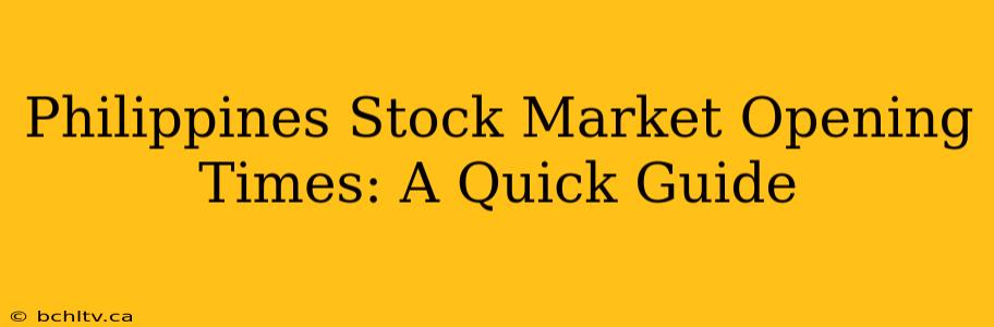Philippines Stock Market Opening Times: A Quick Guide