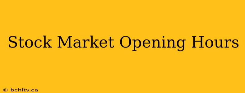 Stock Market Opening Hours