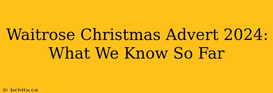 Waitrose Christmas Advert 2024: What We Know So Far